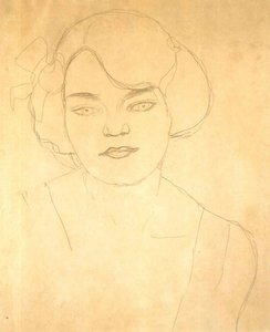 Mezzo busto di una ragazza di fronte da Gustav Klimt